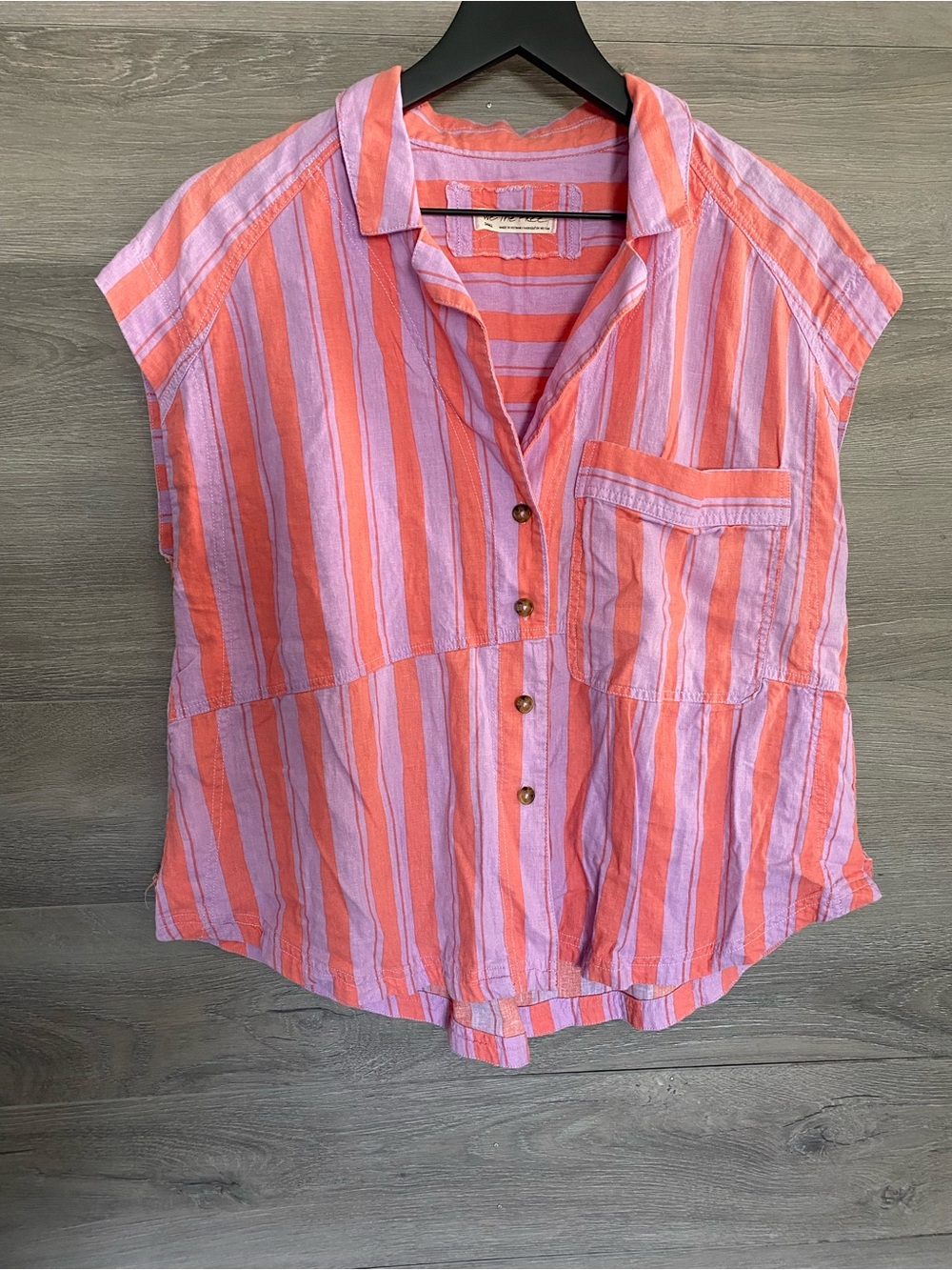 We The Free Linen Blend Striped Top